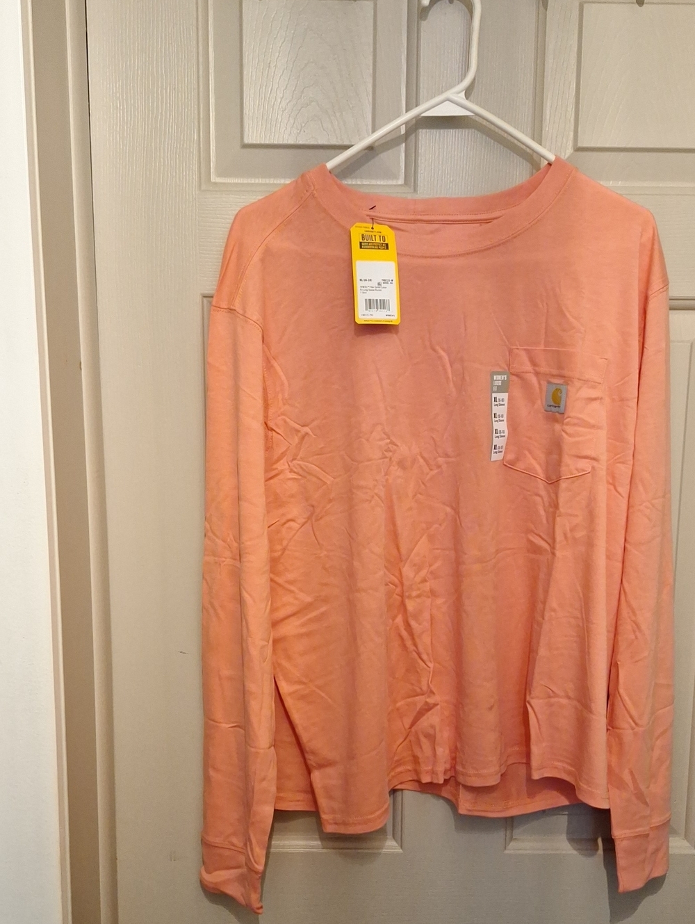 Women's Tencel Fiber Series Loose Fit Long Sleeve Pocket T-shirt. Coral, XL.